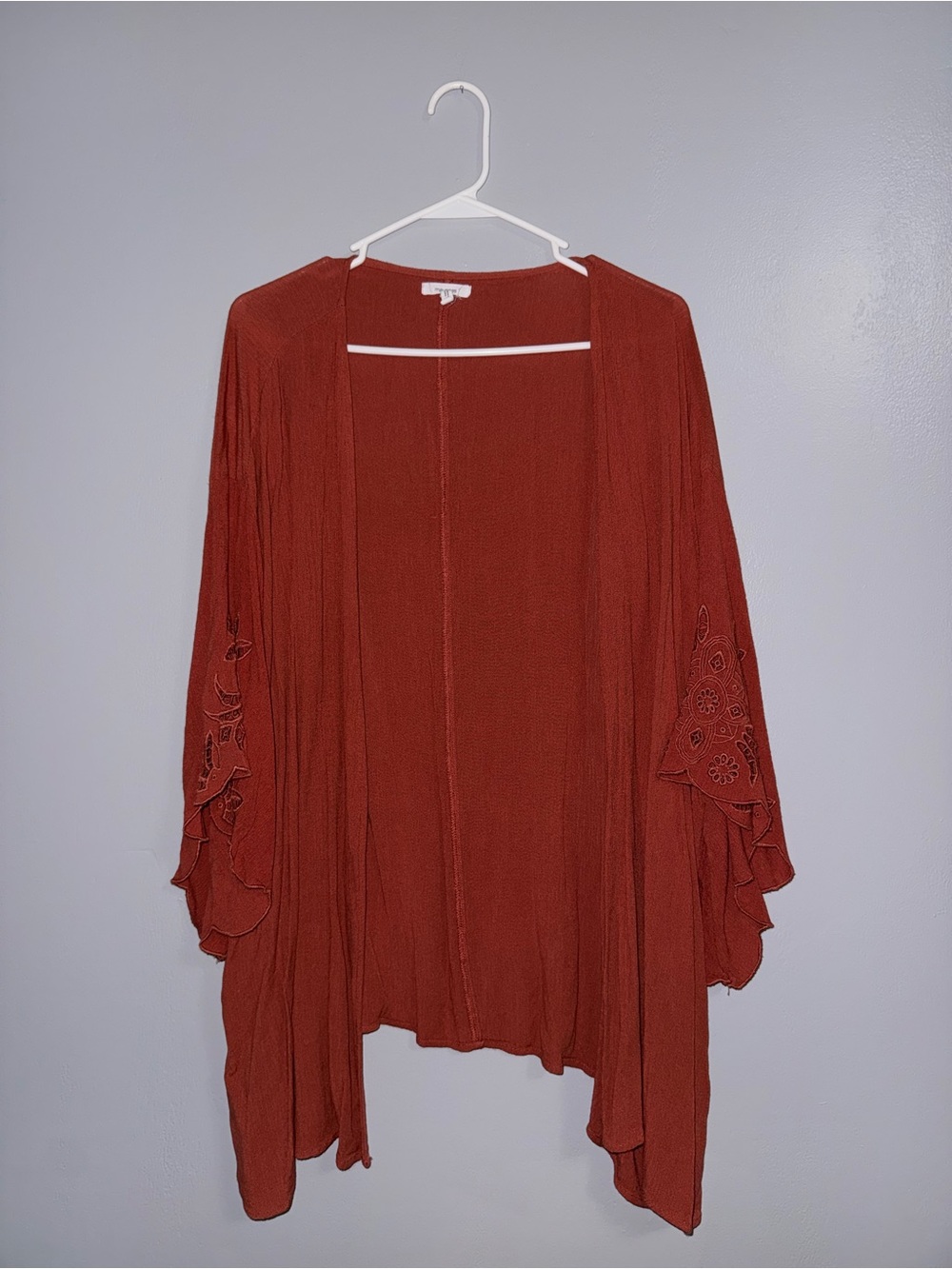 Maurices Rust Open-Front Knit Kimono Cardigan